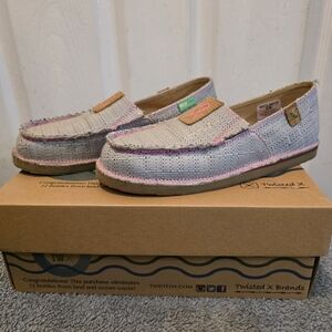 Twisted X Kids Moccasins - Gray, Pink, and Tan